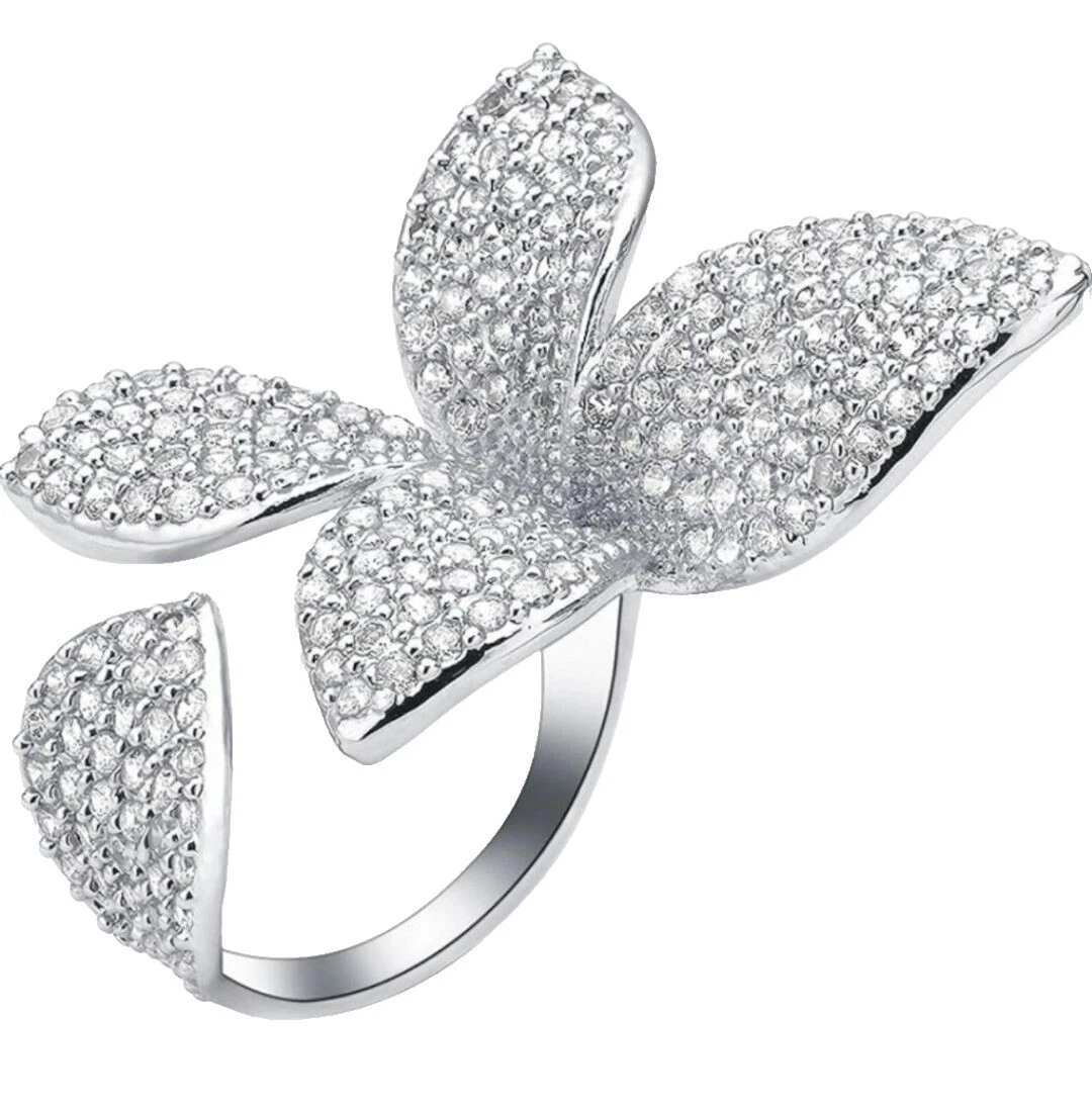 Медные модные кольца с покрытием из белого золота