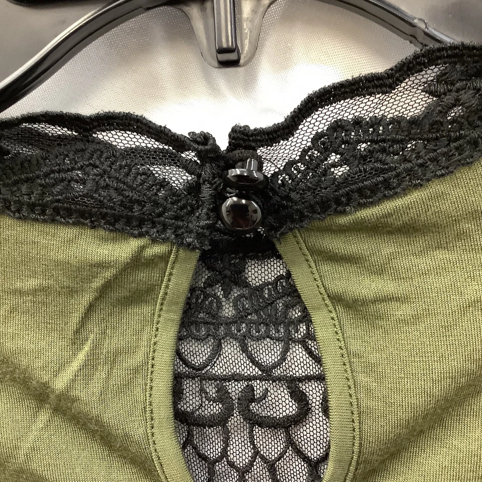 Blusa Venus Mujer Top Verde Mangas Largas Detalle de Encaje Cuello Simulado Talla Grande Foto 4 de 4