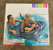 Intex Ride on Stingray Inflatable Swimming Toy Float pool 74" x 57" W handles
