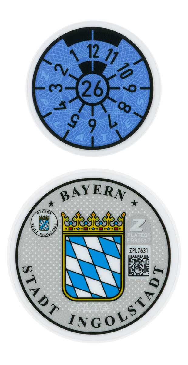 Ingolstadt German License Plate Registration Seal & Inspection
