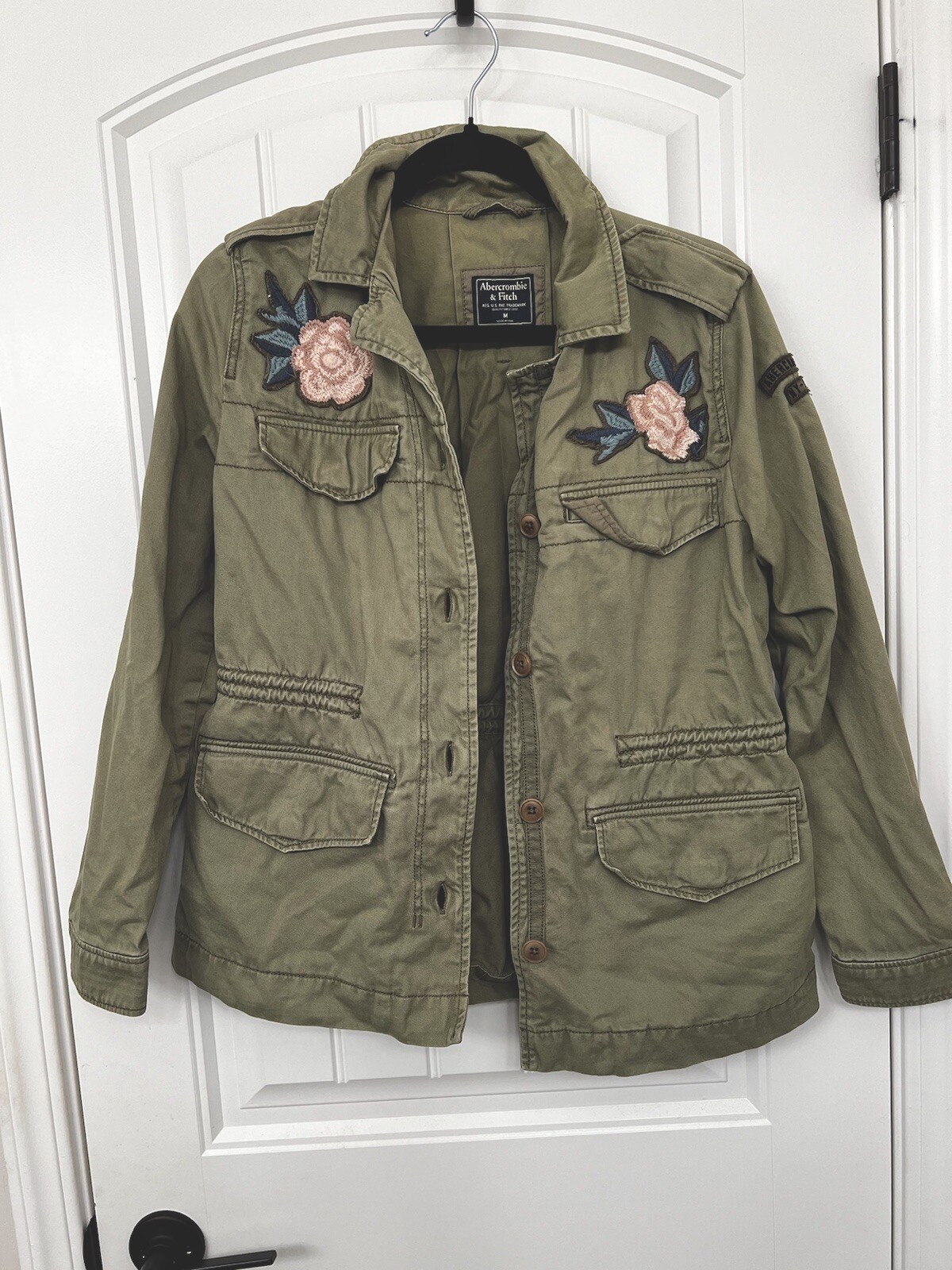 Abercrombie and Fitch Military Floral Field Jacket Green Women’s Size Medium