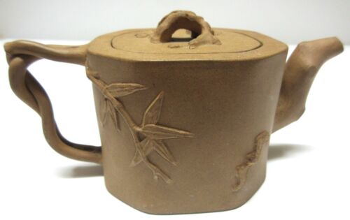 Vintage O.T.C. Chinese Clay Tree Trunk Teapot w/Twisted Vine Handle - Bild 1 von 14