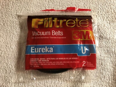 New - 2-Pack 3M Filtrete Eureka Type U Vacuum Cleaner Belts Upright 67312A-12