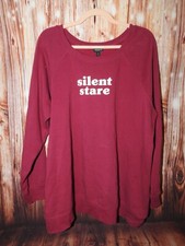 Torrid 2 2X 18/20 Sweatshirt Silent Stare Cozy Fleece Crewneck Raglan PINK MAGEN