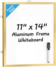 Small Dry Erase Board, Gold Aluminum Frame, 11" X 14" Double-Sided Whiteboard fo