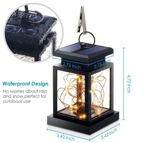 Solar Lantern Hanging Light LED Waterproof Yard Outdoor Patio Garden Yard Lamp - Picture 9 of 152