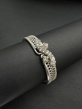 Silver Rhinestone Cuff Bracelet  Sparkling Crystal Party Jewelry for Women