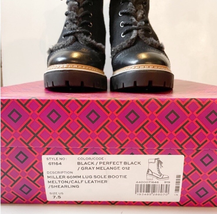 SAOLA Stivali stringati Tory Burch Miller 60 mm neri suola a strappo misura 7 5
