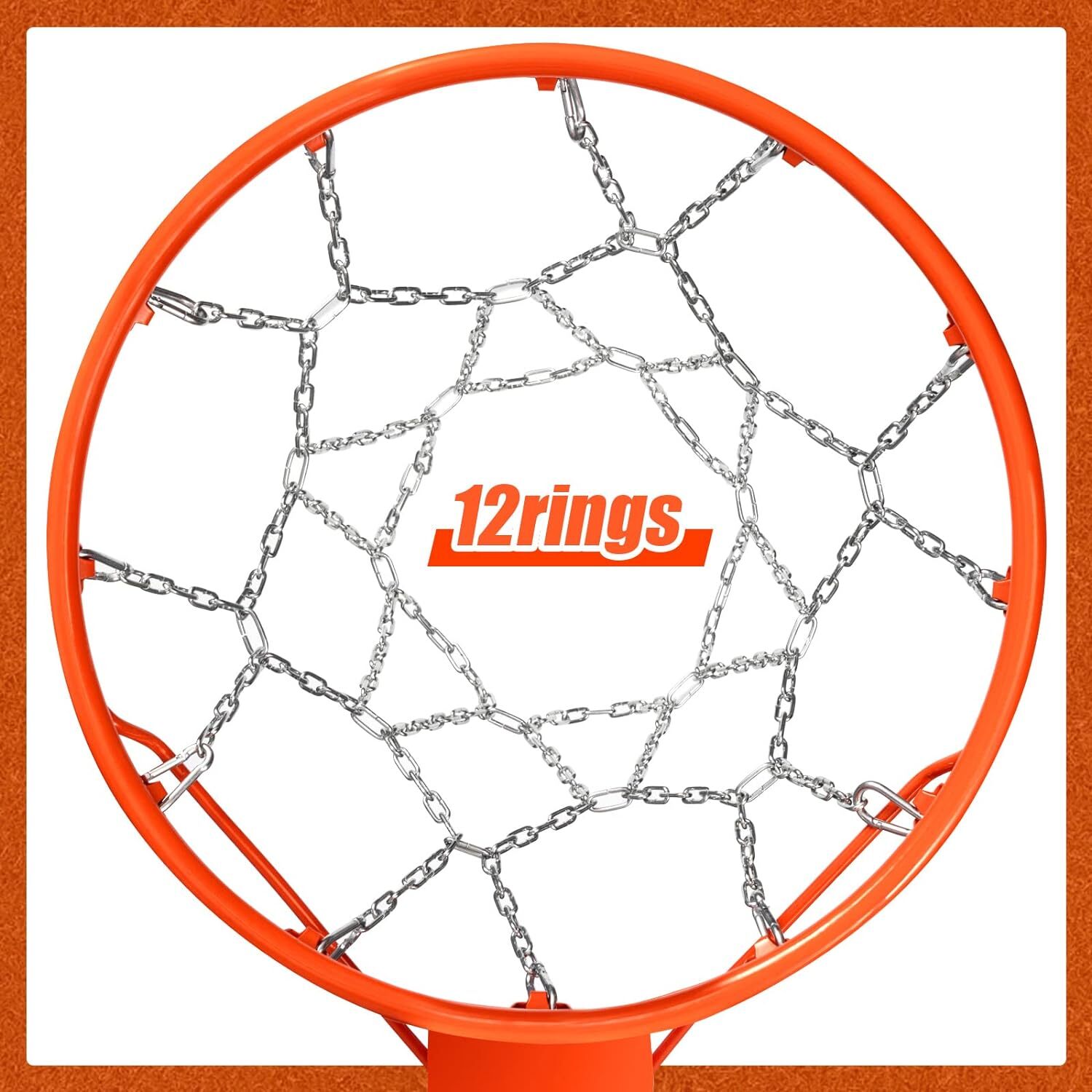 Heavy Duty Basketball Ring Metal Chain Net Official Size Rims Hoop 12