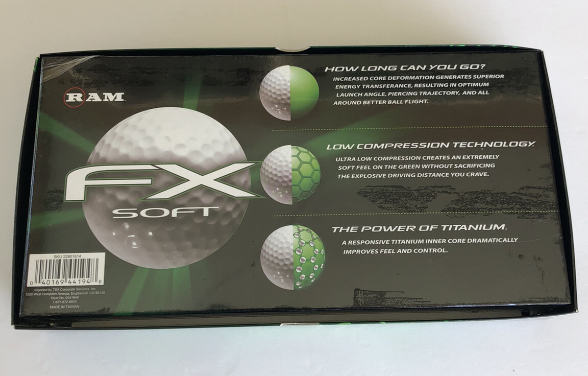 RAM FX SOFT Low Soft Compression Golf Balls Surlyn Cover 63pk 18Balls