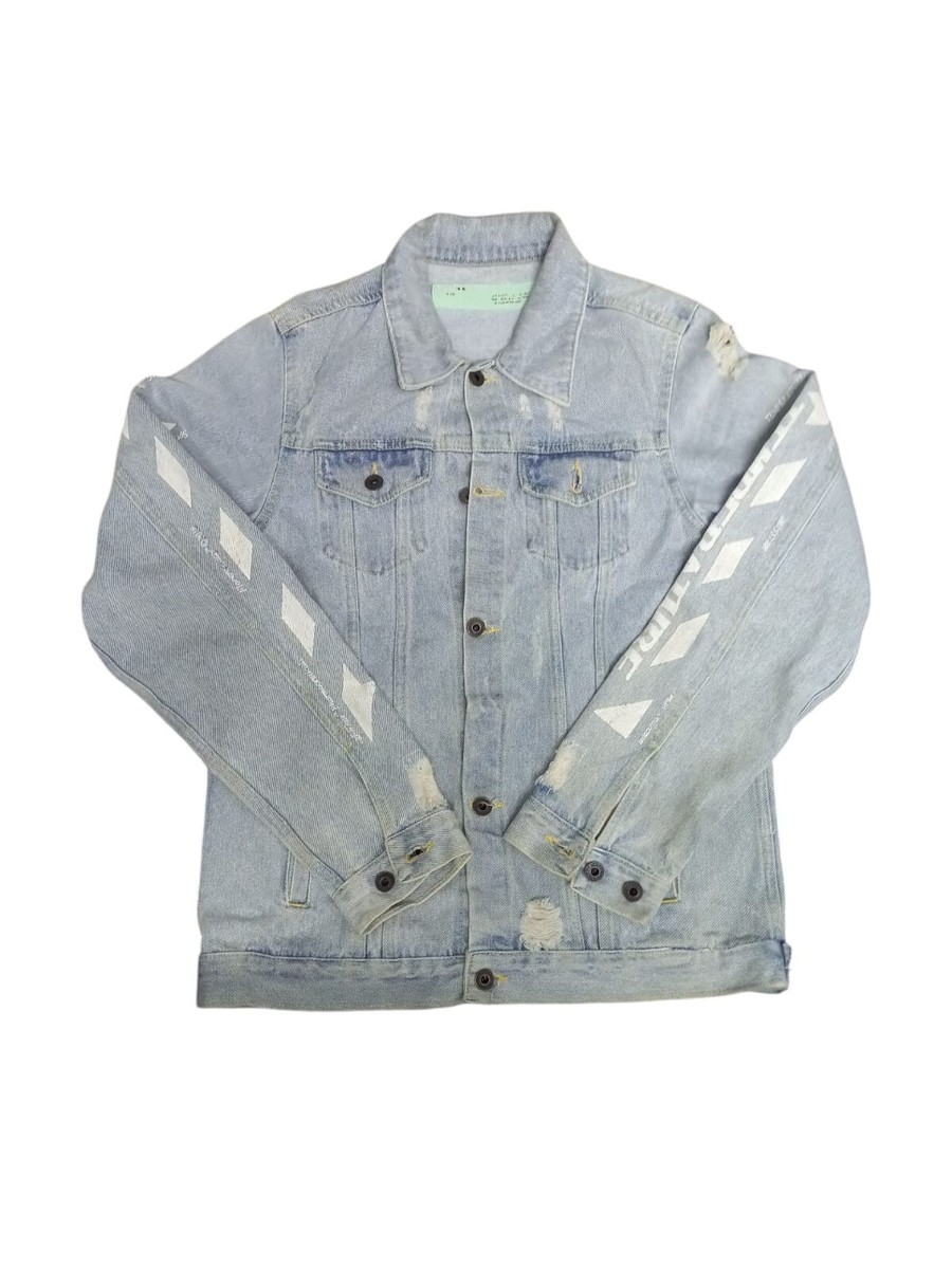 Off-White Temperature Oversized Printed Denim Jacket for Men UK