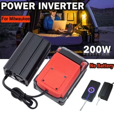 200W Power Inverter DC 15-21V To AC 110V Converter For Milwaukee 18V Battery NEW