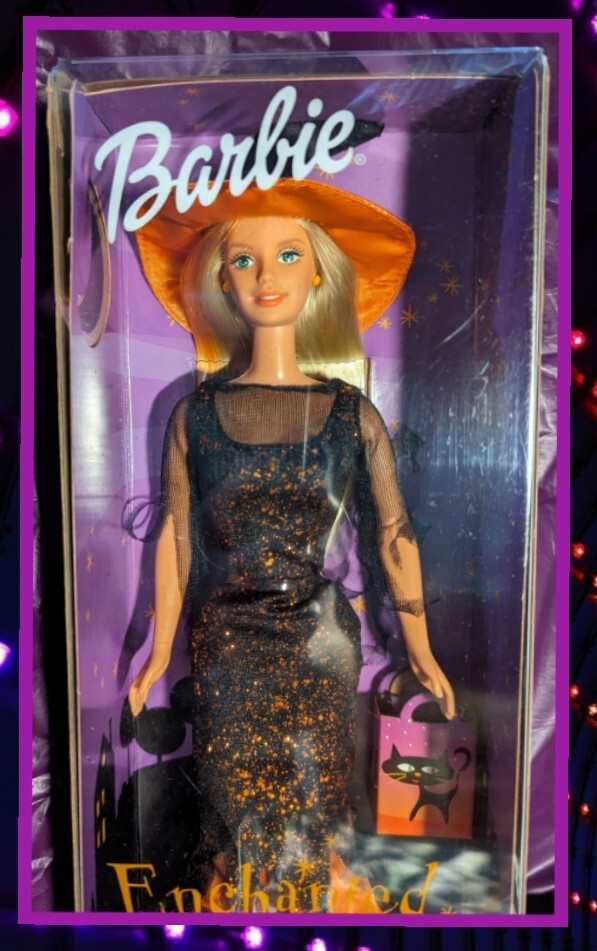 Enchanted Halloween Barbie -Black & Orange Sparkly Gown -Model