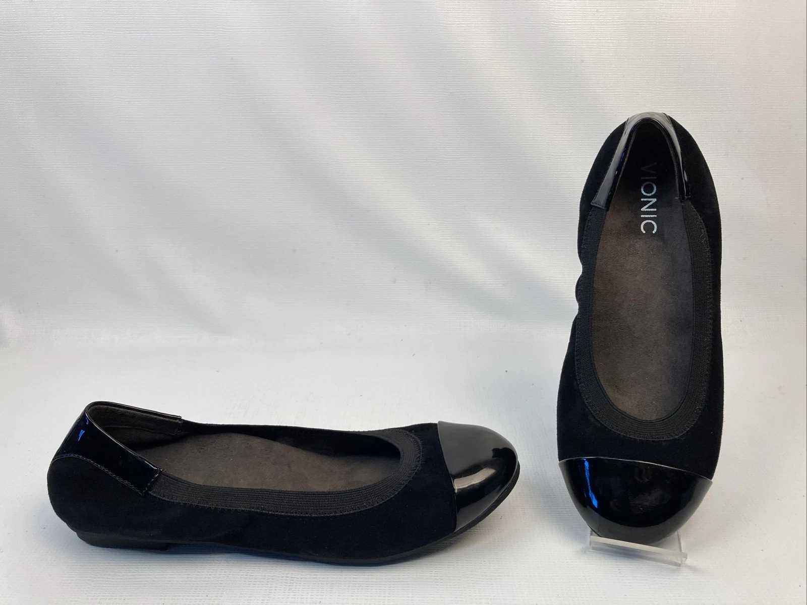 New Vionic Prim Tina Ballet Flats Comfort Arch Support Womens Sz 7 Black Suede