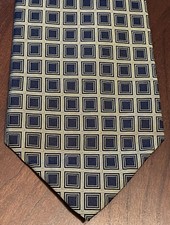 Vintage Burma Bibas Gold Blue 100% Silk Men’s Neck Tie Made In Usa