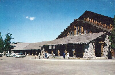 #ad Old Faithful Lodge Yellowstone Park Geyser Nat Park WY Vintage Chrome Post Card $8.99