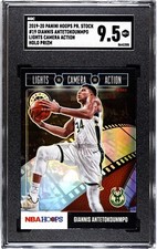 2019 Panini Hoops Premium Giannis Antetokounmpo Lights Camera HOLO PRIZM SGC 9.5