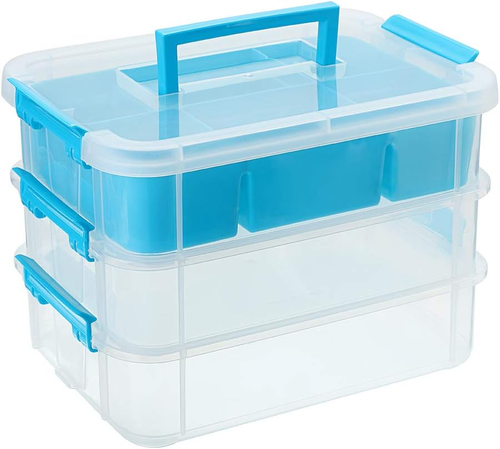 3 Layer Stack & Carry Box, Plastic Multipurpose Portable Storage Container Box H - Picture 12 of 12