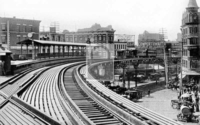 Elevated Railway Train Tracks New York City NYC - REPRINT