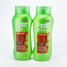 Pert 2 in 1 Active Clean Shampoo Conditioner Unisex Odor X 25.4 oz Lot of 2 0.83 per gallon