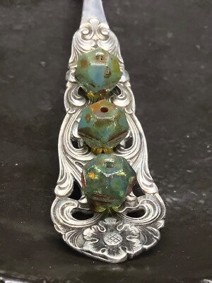böhmische Glasperlen  English cut 8mm Farbe: Aqua & sky  mit Picassocoating 5 St
