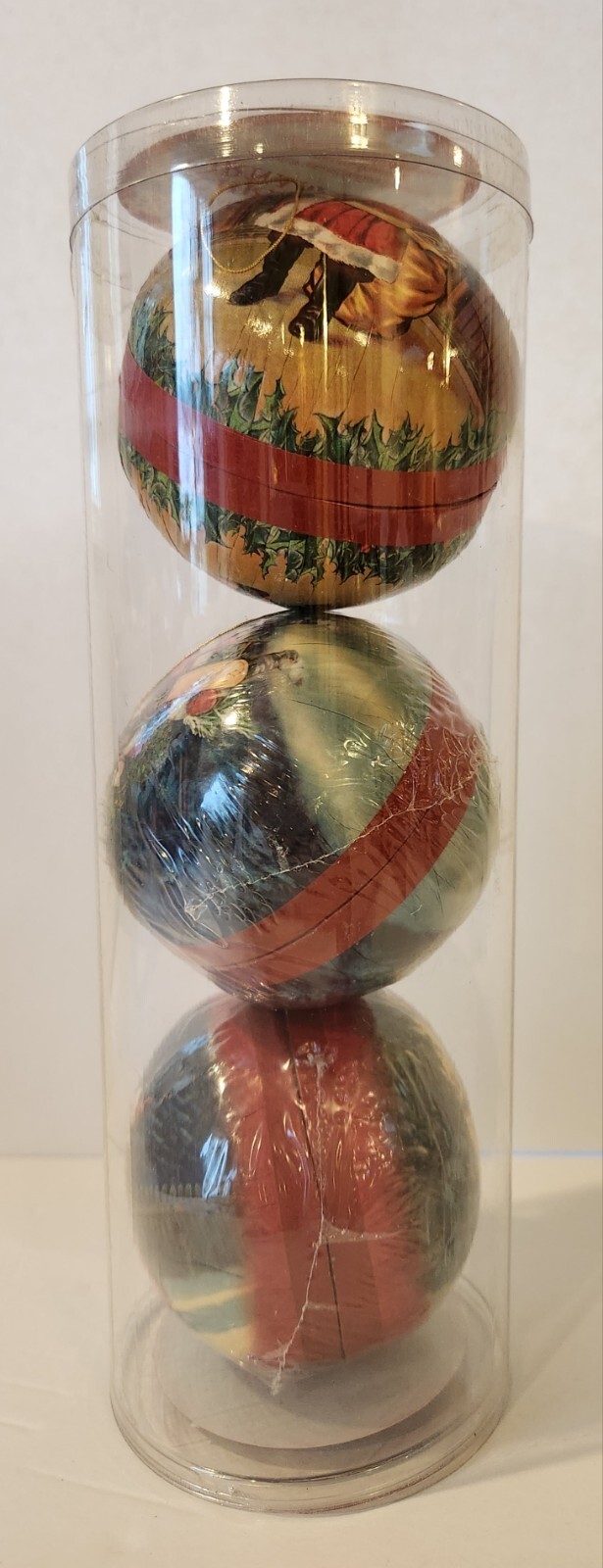 Williams Sonoma Paper Mache Christmas Ornament Surprise Ball Germany Set of 3
