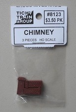 3 BRICK STYLE CHIMNEY HO 1:87 SCALE LAYOUT DIORAMA TICHY TRAINS 8123
