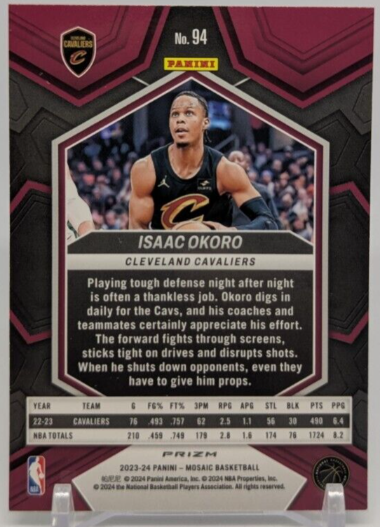 🏀2023-24 Panini Mosaic - Silver Prizm #94 Isaac Okoro🏀Cleveland