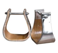 Premium 4" Wooden Wide Western Horse Saddle Steel Covered Bell Stirrups Pair Set