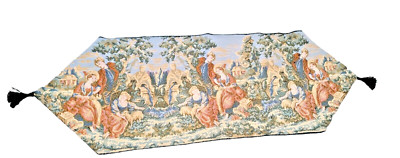 3 Vintage Tapestry Victorian Garden Scene Table/Dresser Runners with Tassels 45''