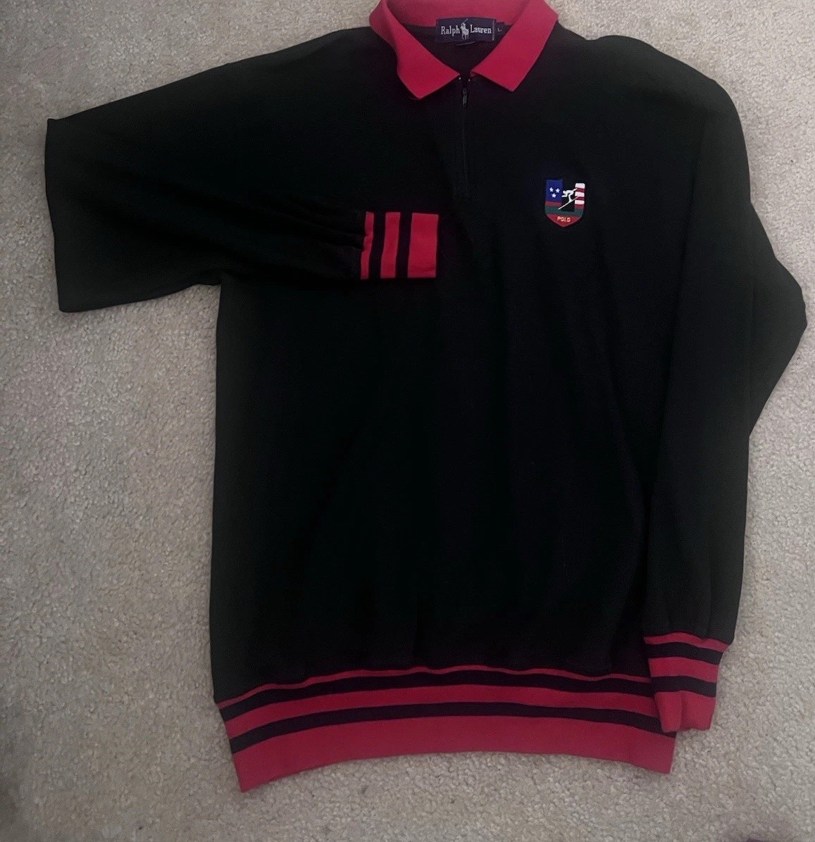 Vintage 90s Polo Ralph Lauren 1/4 Zip Suicide Ski Patch Pullover Mens Large