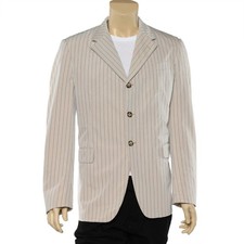 Prada Beige Pinstriped Cotton Button Front Blazer XL