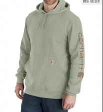 Carhartt Sweatshirt Hoodie Sage Green Sleeve Logo Loose Fit XL
