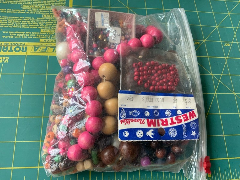 Lot Vintage Wooden Macrame Beads red pink Brown Shaped 70's Craft Supply 3/4lb