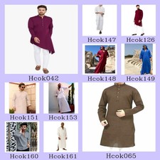 Mens Kurta only Indian Kurta Ethnic Suit Cotton Fabric Solid Traditional
