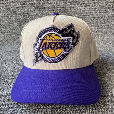 Mitchell & Ness Lakers Snapback Hat Cream Purple Retro NBA Cap Unknown Size
