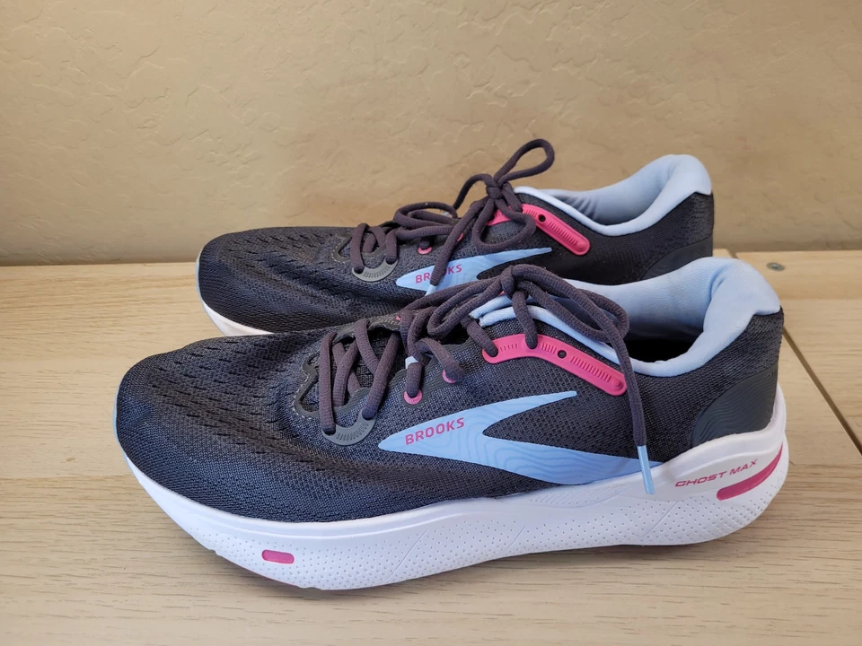 Brooks Ghost Max Women's 11 Wide D Ebony Lilac Rose Running Trainer Shoes - Image 2 of 4