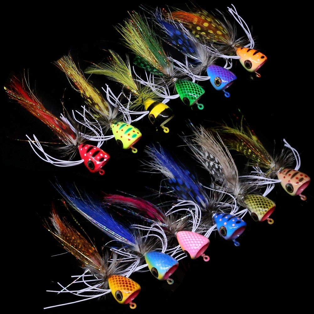 Popper-Flies-for-Fly-Fishing-Topwater-Panfish-Bluegill-Bass-Poppers Flies Bug... - Image 6