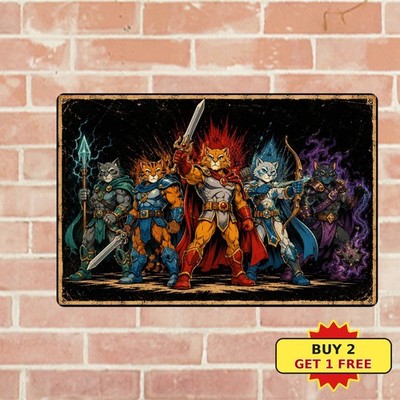 Classic Retro Thunder Cat Superhero Team Logo Vintage Metal Tin Sign 8x12 Inch
