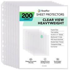 200 Pack, Extra Heavy Duty Sheet Protectors 8.5 x 11, Non-Glare, Top Loading ...