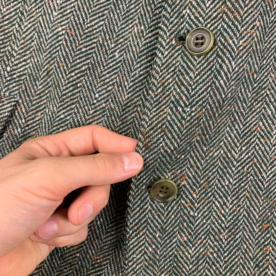 Magee Donegal Tweed Blazer Jacket Sport Coat Mens 44L Wool Herringbone Green - Image 4 of 4