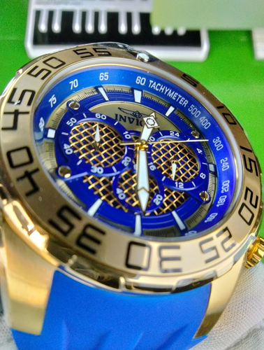 Invicta Speedway Scuba Chrono Quartz Tachy Men Gld SS Watch 26302 Silicone Strap - Picture 21 of 24