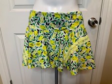 Free People FP Movement Lemon Yellow Pleated Athletic Mini Skirt, Size L