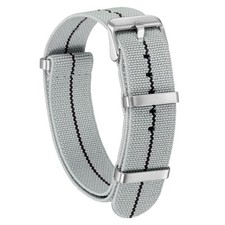 Elastic Nylon Watch Band 20mm Waterproof One-Piece Watch Strap, Grey/Black