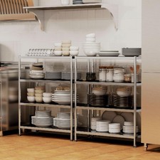 DecHome Mobile Cucina Scaffale 3 Ripiani in Acciaio Inox 91x40x108 cm Argento