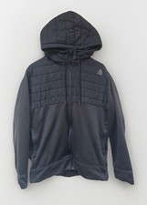 Reebok Men's M Hoodie Zipped Sweatshirt Black Hooded Polyester Pockets EUC