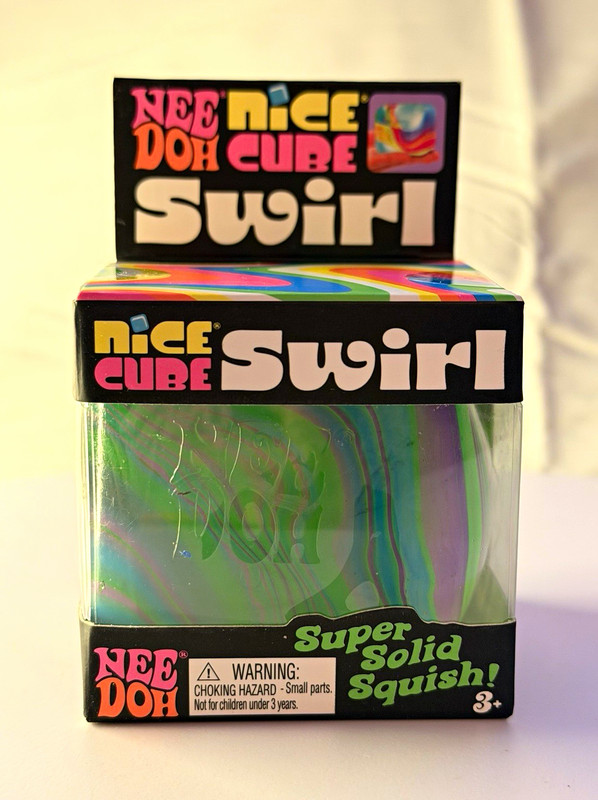 NeeDoh Nice Cube Swirl Super Solid Tactile Squeeze Toy Multicolor Ages 3+