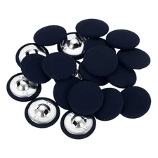 20Pcs Fabric Cloth Covered Button, 23mm 36L Metal Shank Buttons, Navy Blue