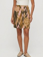 Talbots Petites Silk Skirt Sz 4P Floral Pencil Preppy Tan Pink Quiet Luxury