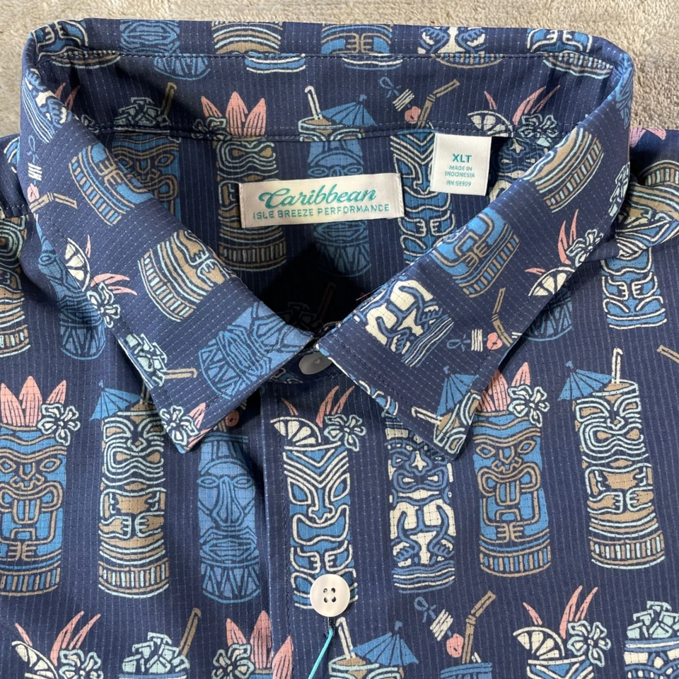 Camisa Caribbean Isle Breeze Para Hombres XLT Alta Tiki Cóctel Resort Playa Vacaciones Foto 2 de 4